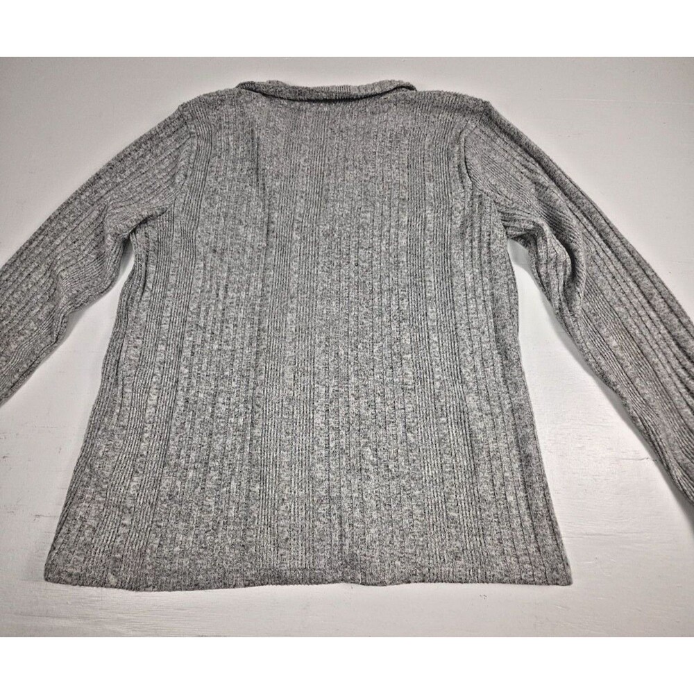Absolutely Famous Ribbed, Button-Front Collared Sweater, Gray - Picture 4 of 8